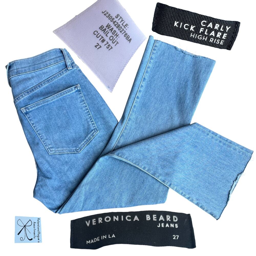 Veronica Beard Carly Kick Flare High Rise Bail Out Wash Jeans Sz 27